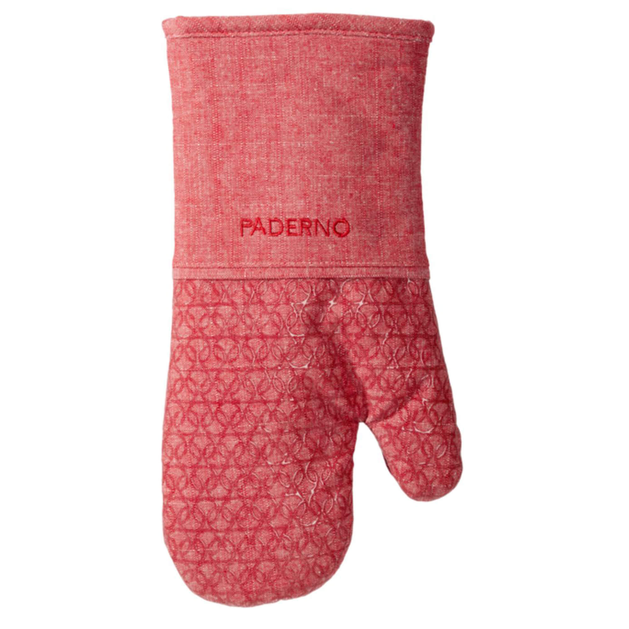 Printed Silicone Oven Mitt, Red Chambray