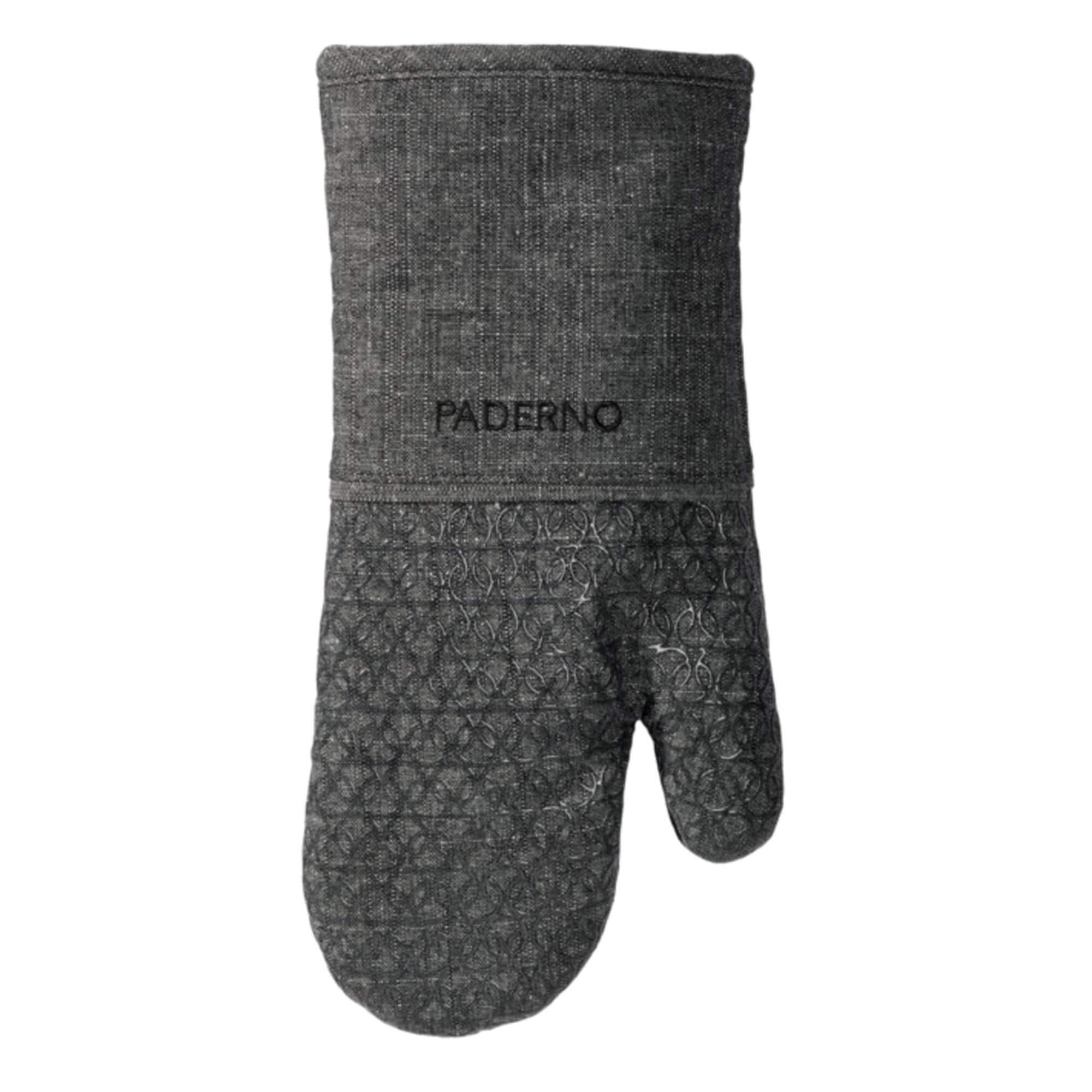 Printed Silicone Oven Mitt, Black Chambray