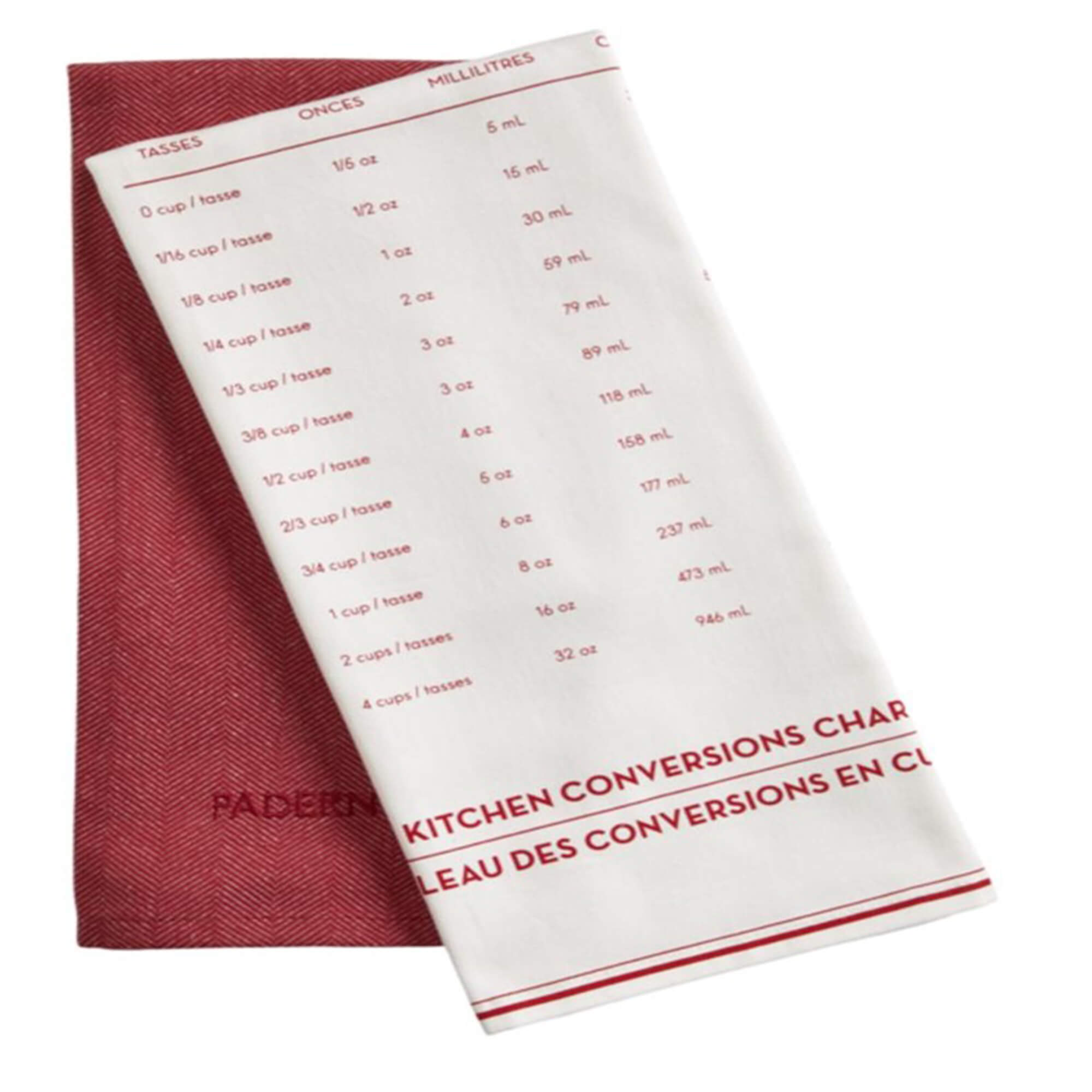 Textured Cotton Kitchen Towels, 2-Pack, Red/Printed