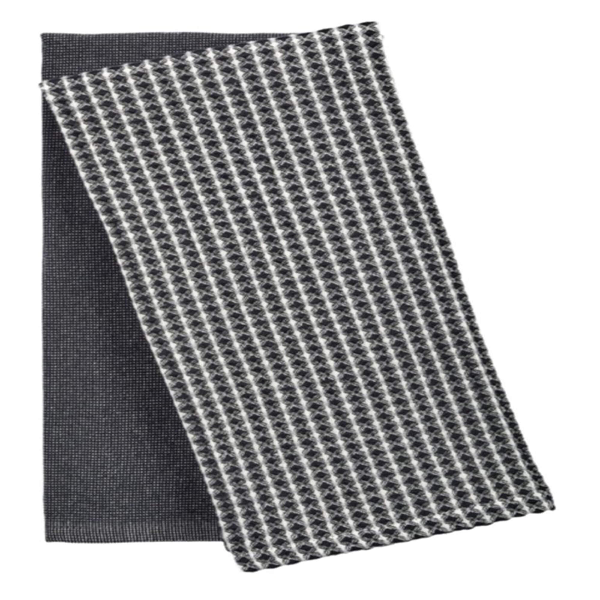 Textured Cotton Terry Kitchen Towels, 2-Pack, Charcoal Black