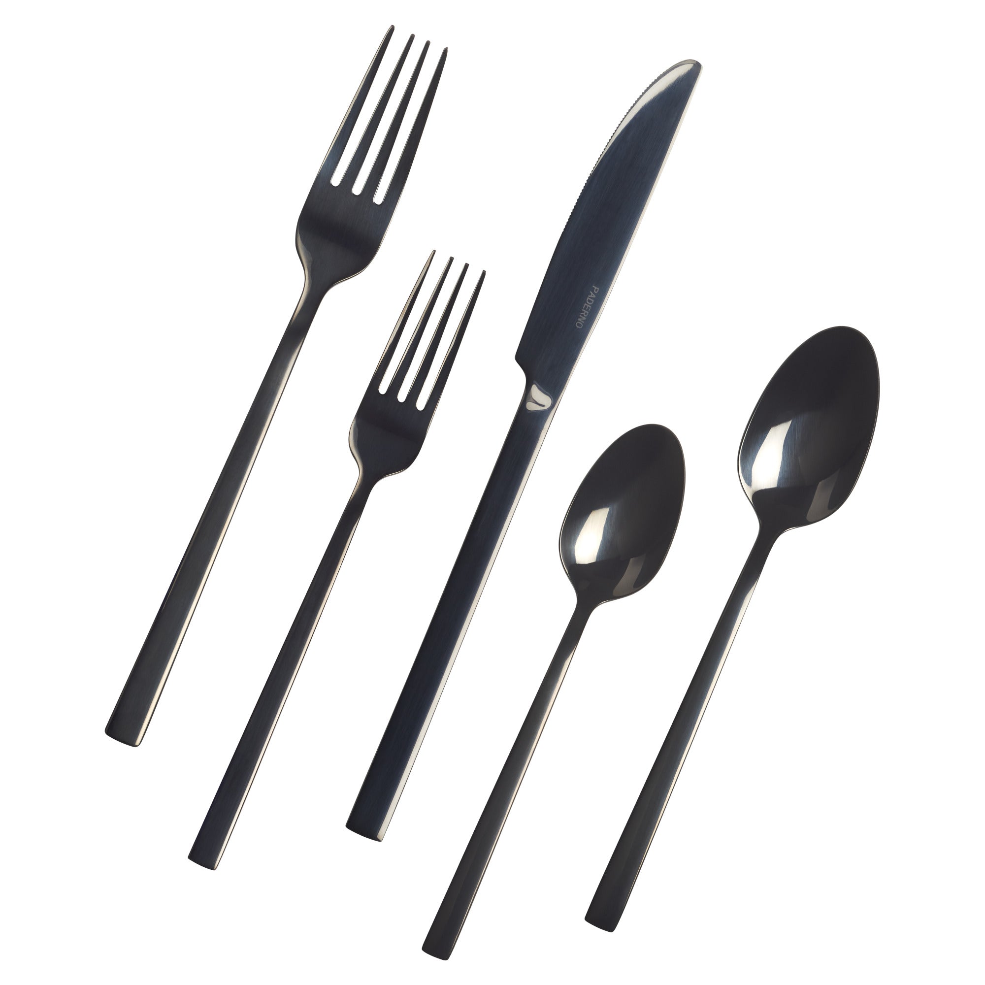 Belvedere Black Polished Finish 20 Piece Flatware Set – Paderno