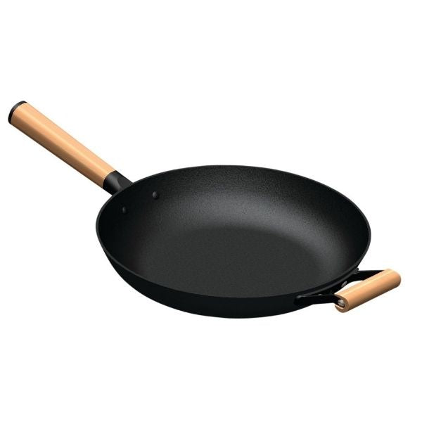 TAINO poêle wok fonte Ø 33 cm poêle wok asian pan cast iron noir
