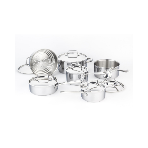 Canadian Professional 12-Piece Stainless Steel Clad Cookware Set 