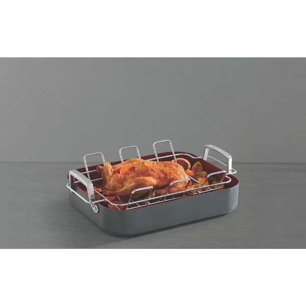 Hard Anodized Roaster with Smart V-Rack 